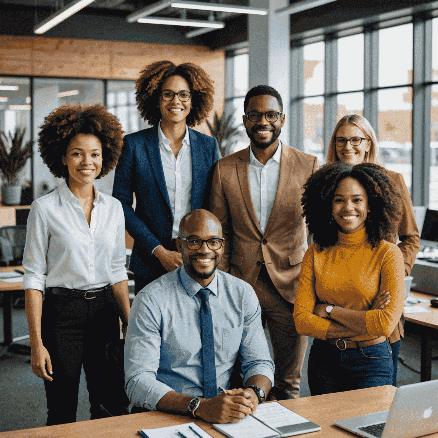 A diverse group of employees working together in a South African office, showcasing the power of diversity and inclusion in the workplace.