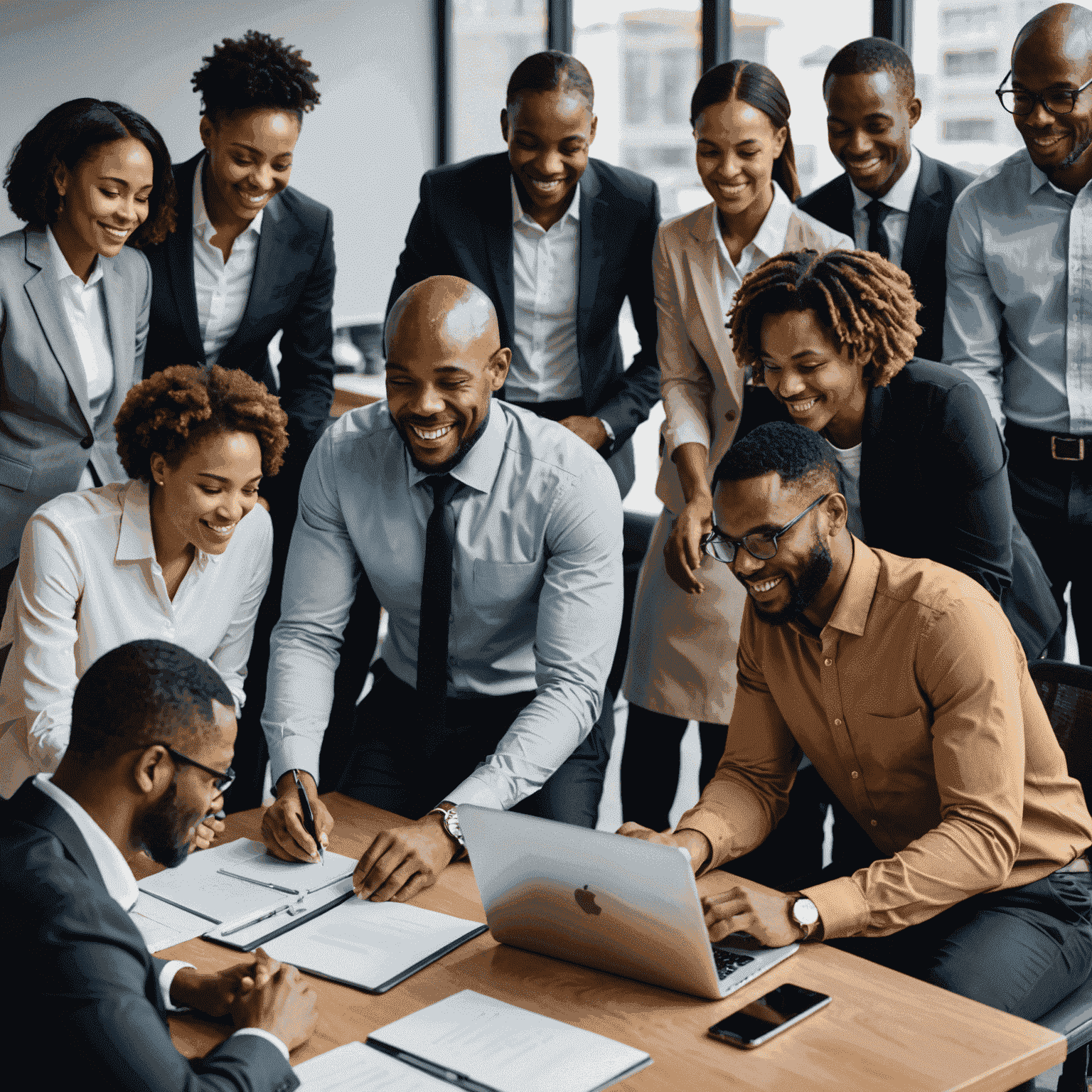 A diverse group of South African employees working together, symbolizing the power of diversity and inclusion in the workplace.